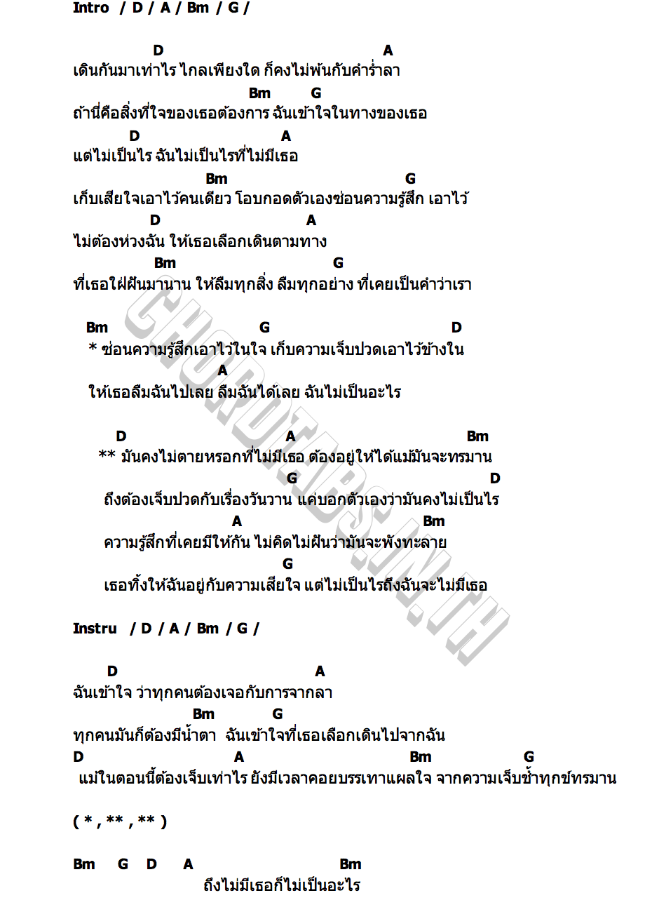 คอร์ด เก็บความรู้สึก โชค ธนวัฒน์