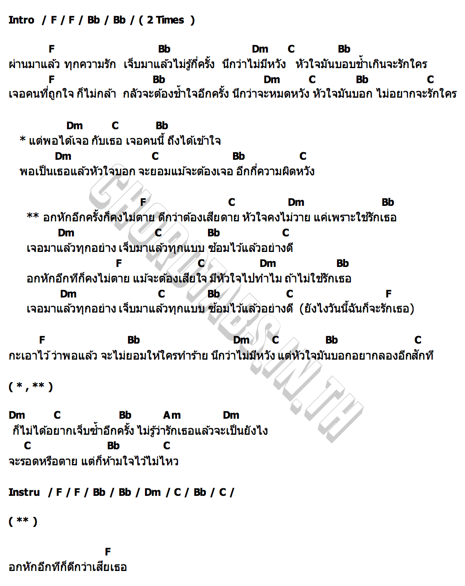 คอร์ด อยากอกหักกับเธอ KLEAR