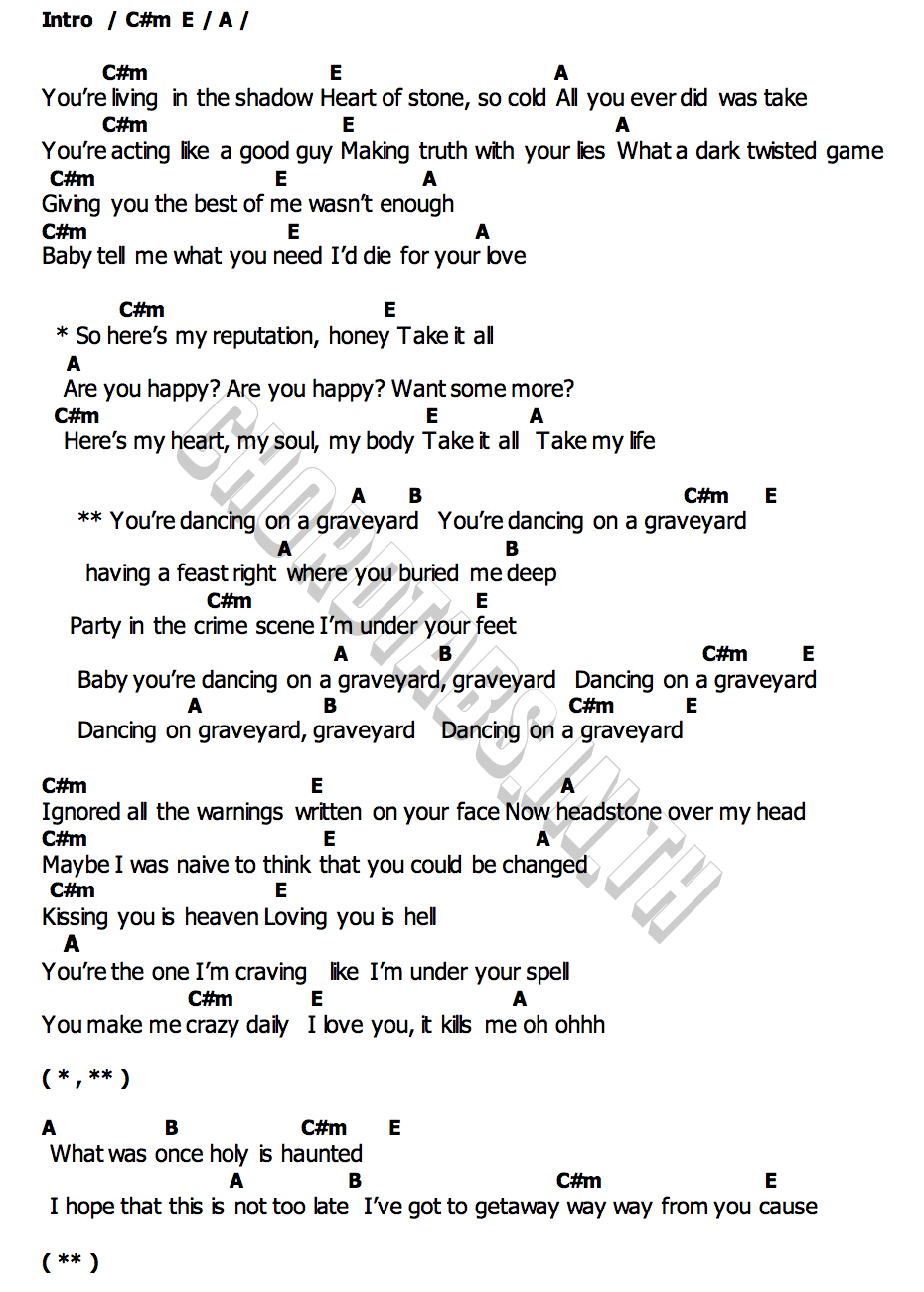 คอร์ด DANCING ON A GRAVEYARD Violette Wautier
