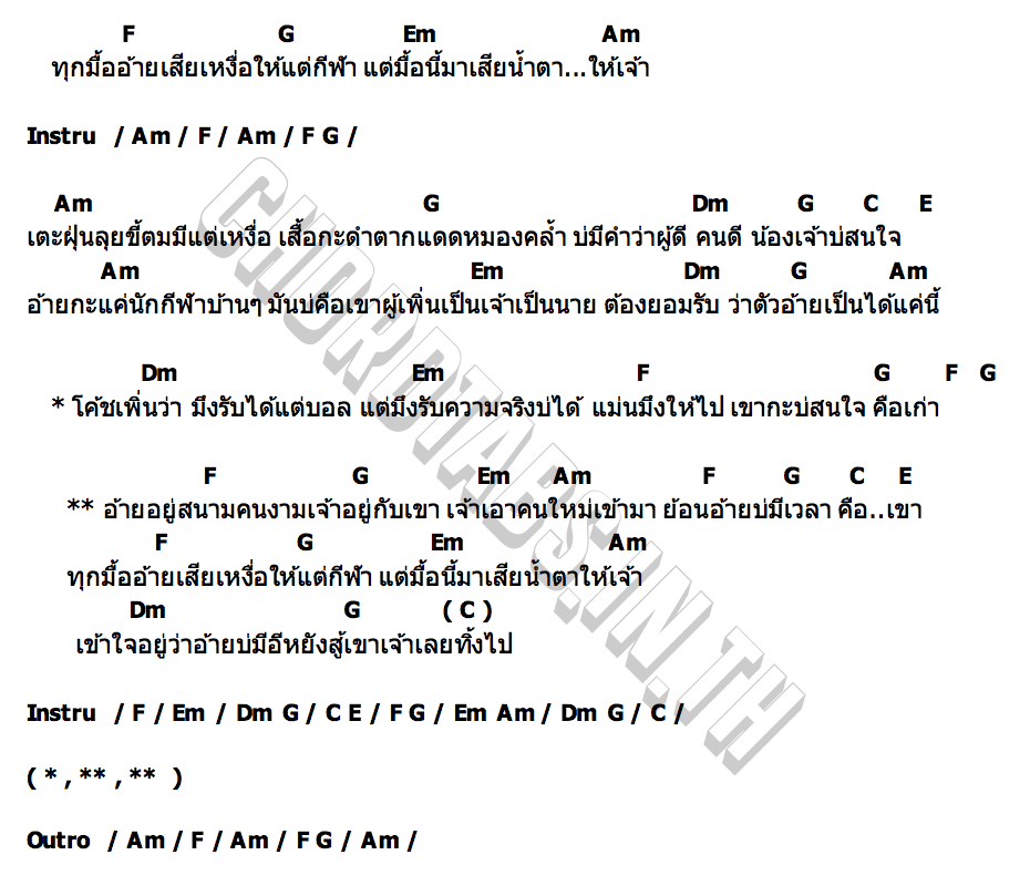 คอร์ด อ้ายอยู่สนาม ปอนด์ กฤษฎา