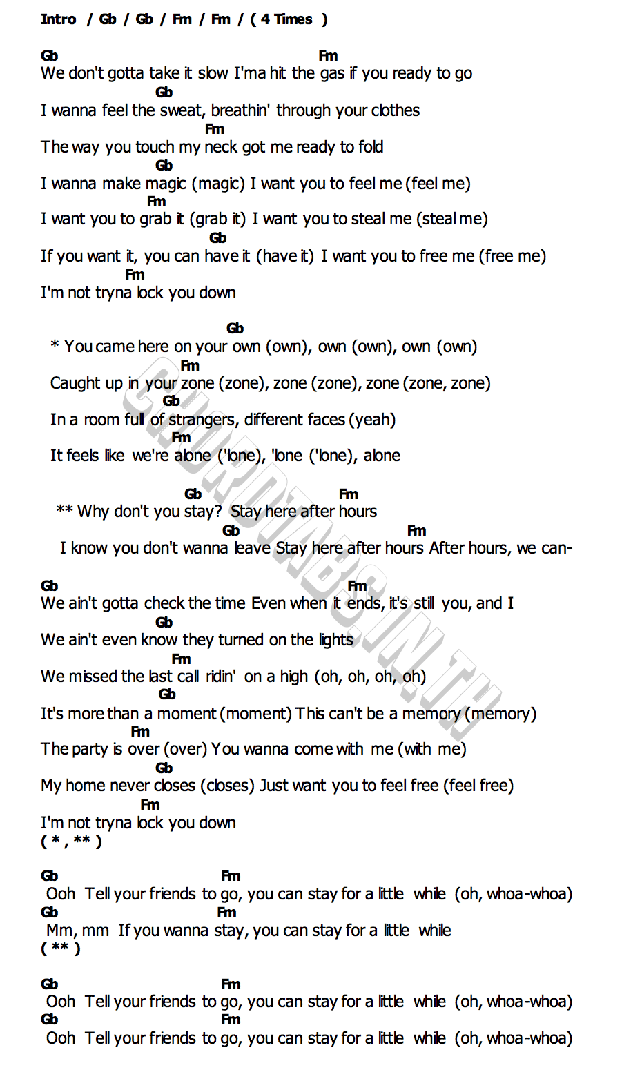 คอร์ด After Hours Kehlani
