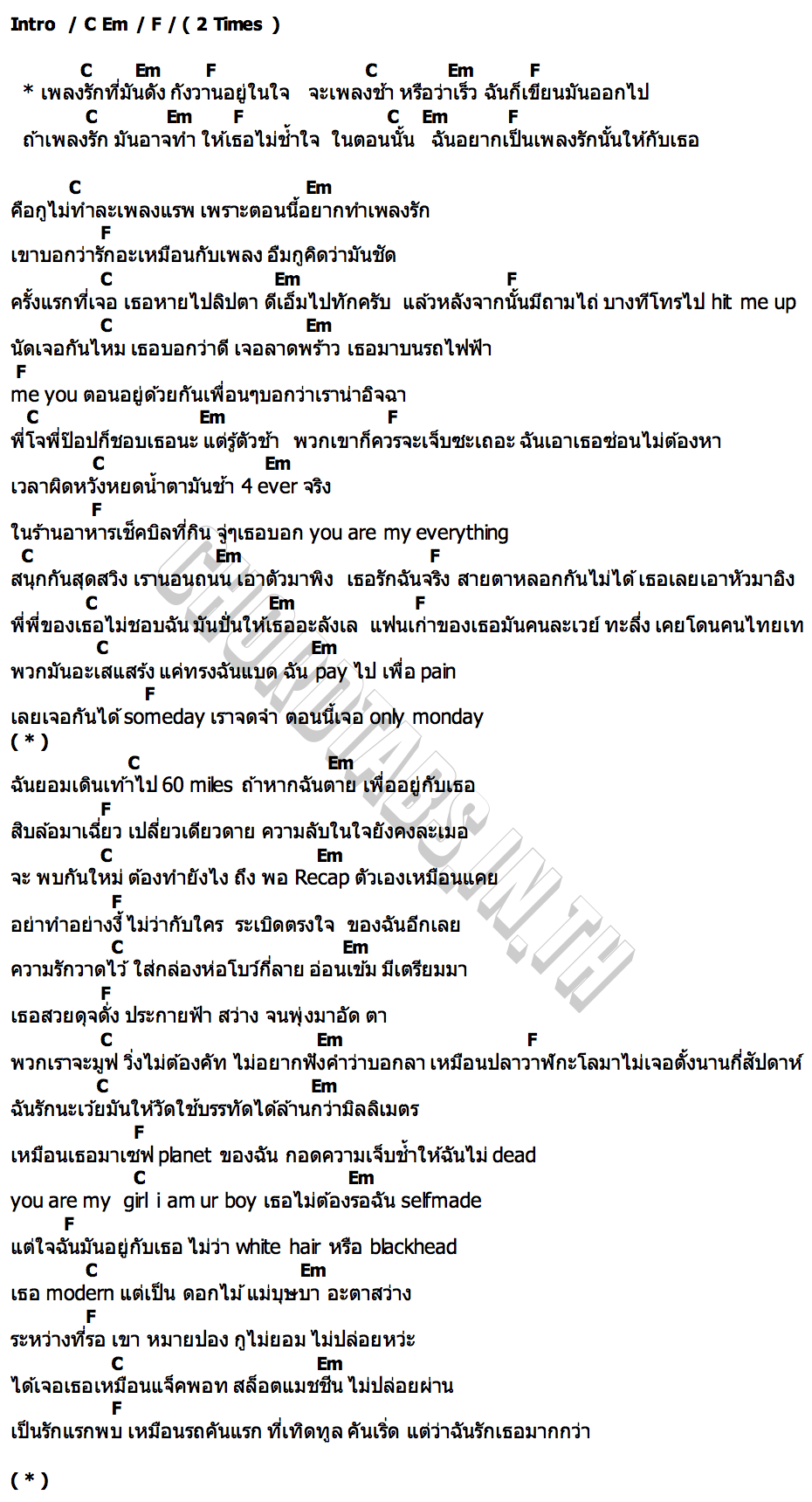 คอร์ด เพลงรักs TangBadVoice