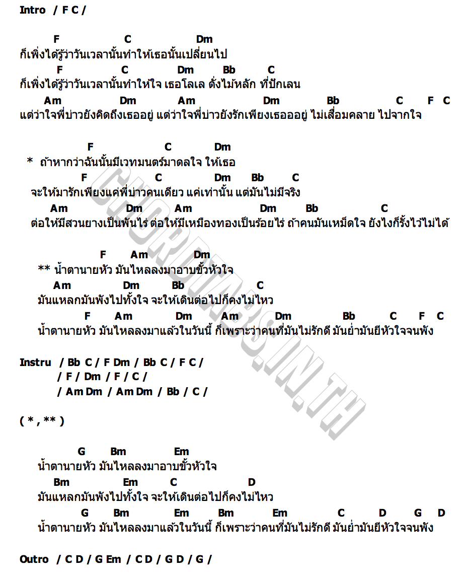 คอร์ด น้ำตานายหัว เบียร์ คิมหันต์
