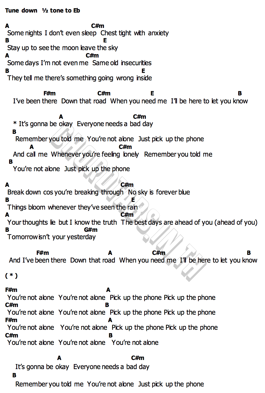 คอร์ด pick up the phone Henry Moodie