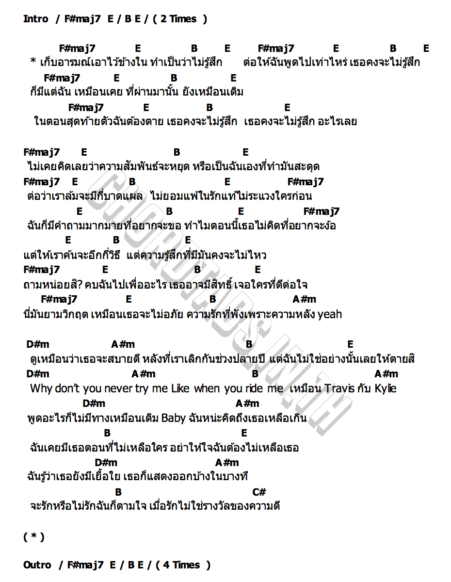 คอร์ด ไม่รู้สึก NINJA