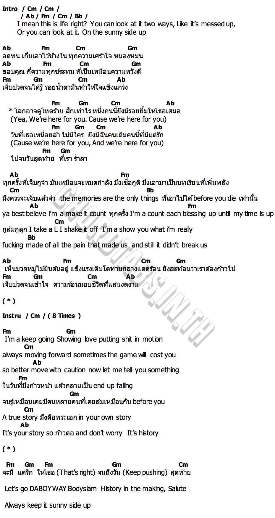 คอร์ด Sunny Side Up bodyslam