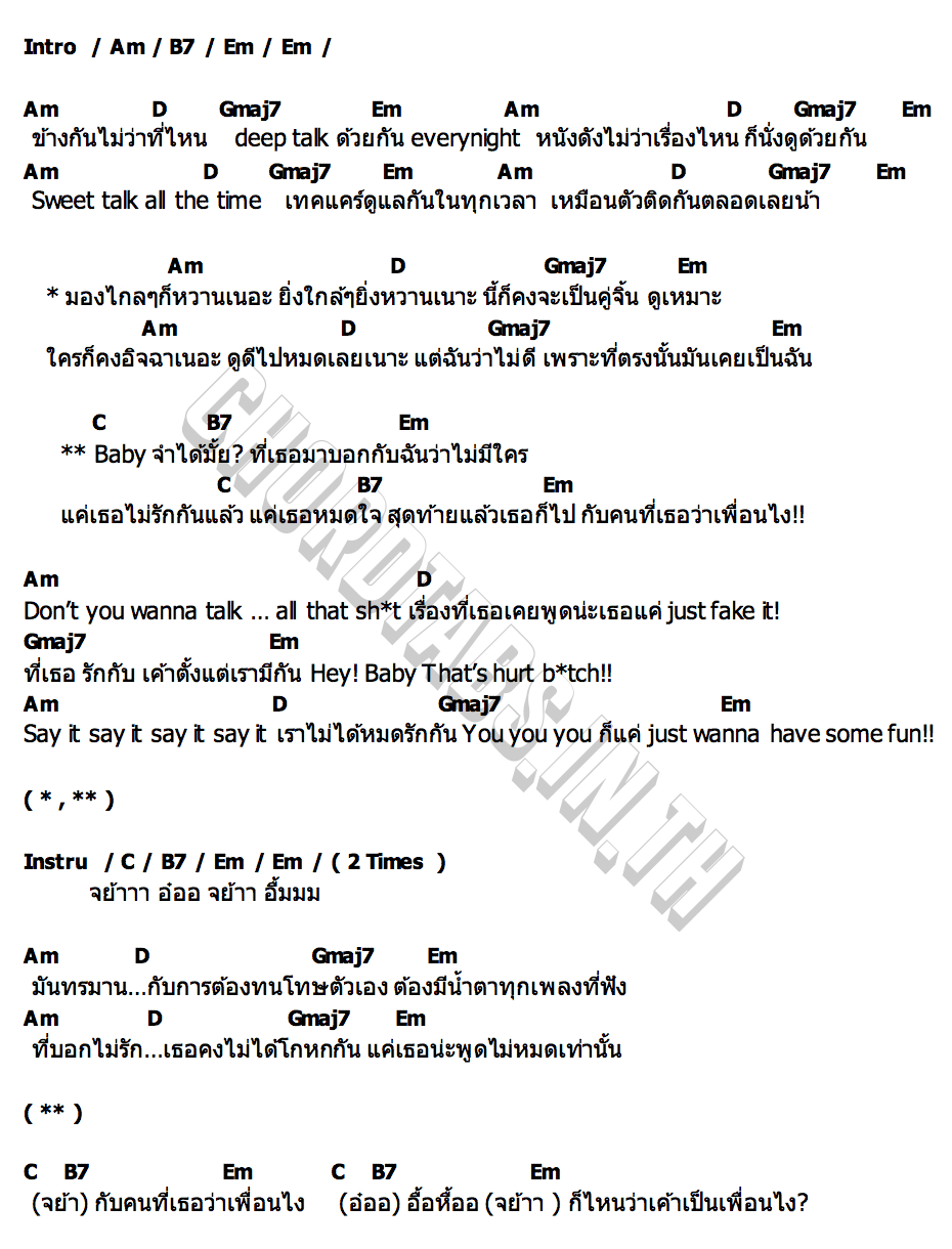 คอร์ด จย้า (Not Lie) Aoey Jiratch