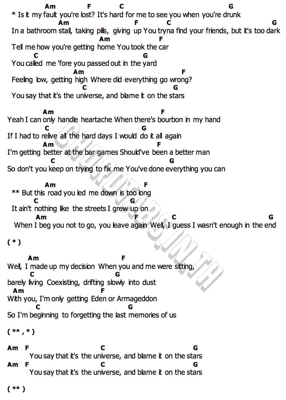 คอร์ด My Fault Shaboozey