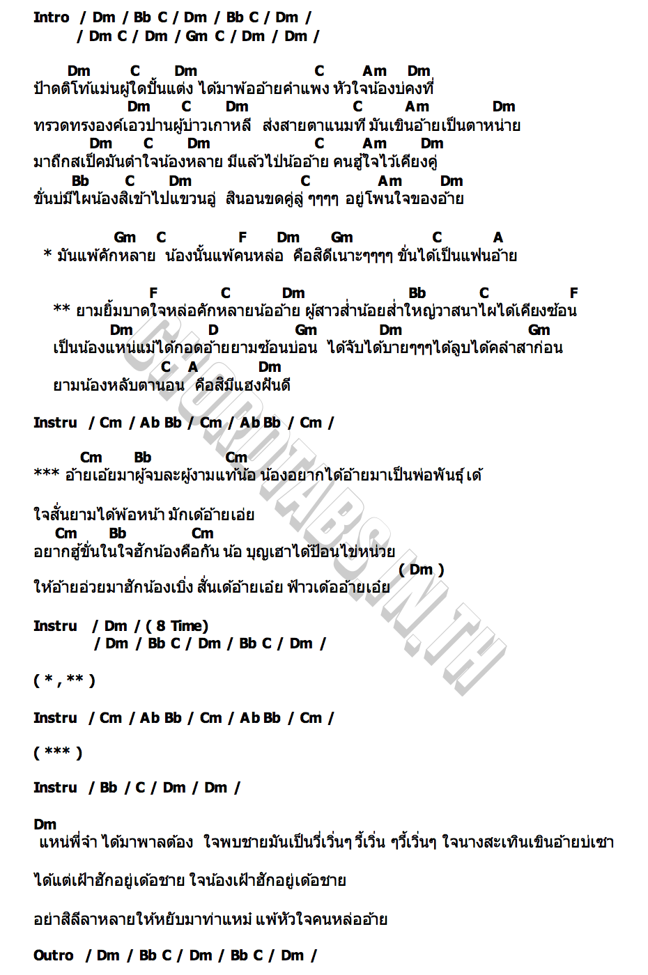 คอร์ด แพ้คนหล่อ ข้าวทิพย์ ธิดาดิน