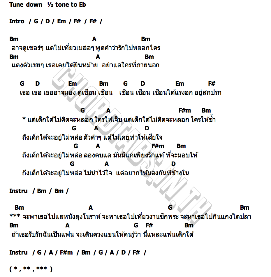 คอร์ด แฟนเด็กใต้ ชาย กงหรา