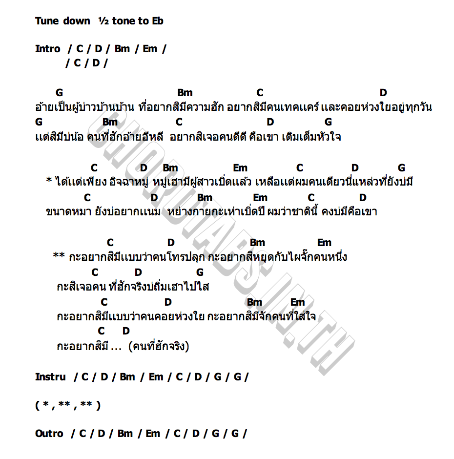 คอร์ด กะอยากสิมี ตรี ชัยณรงค์