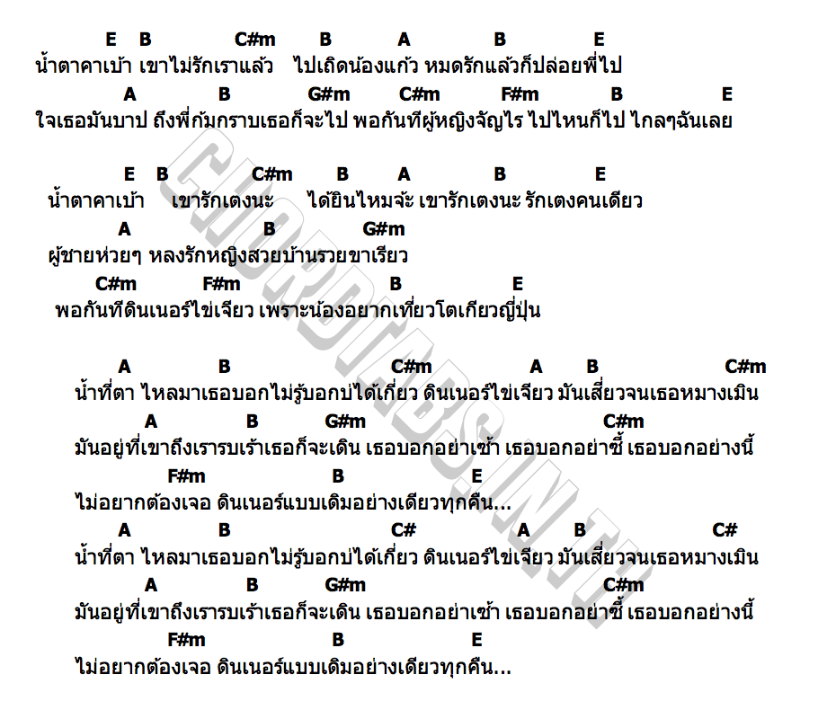 คอร์ด น้ําตาคาเบ้า Milli