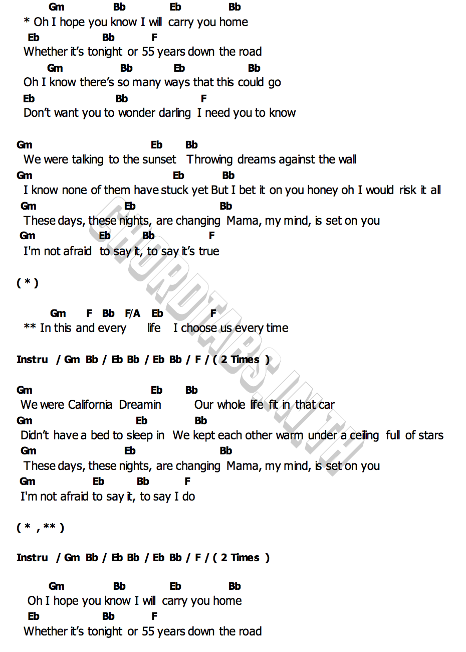 คอร์ด Carry You Home Alex Warren