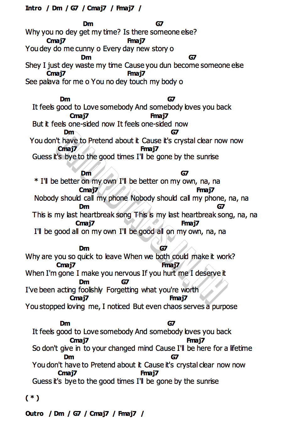คอร์ด Last Heartbreak Song Ayra Starr