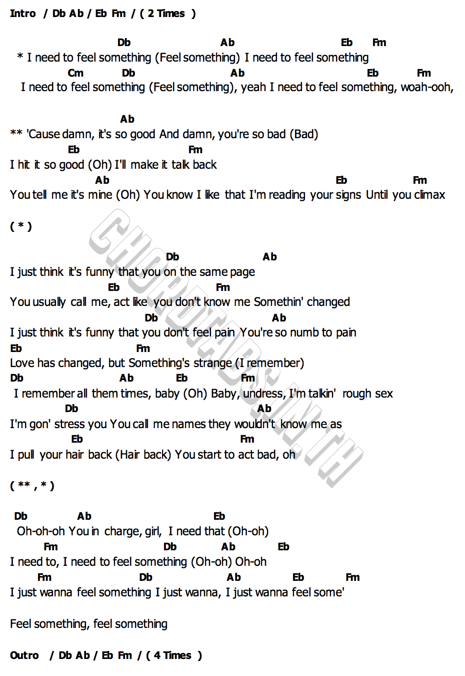 คอร์ด Feel Something Chris Brown