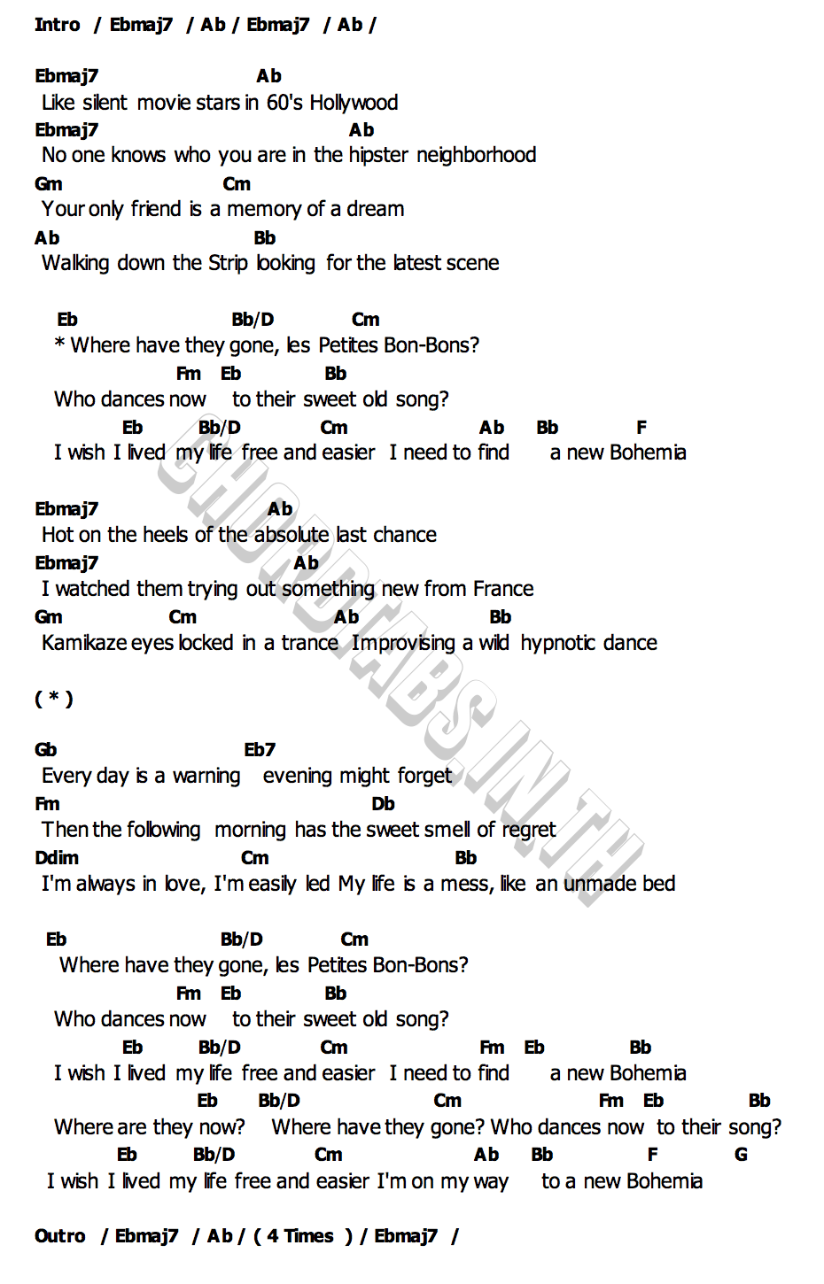 คอร์ด A new bohemia Pet Shop Boys