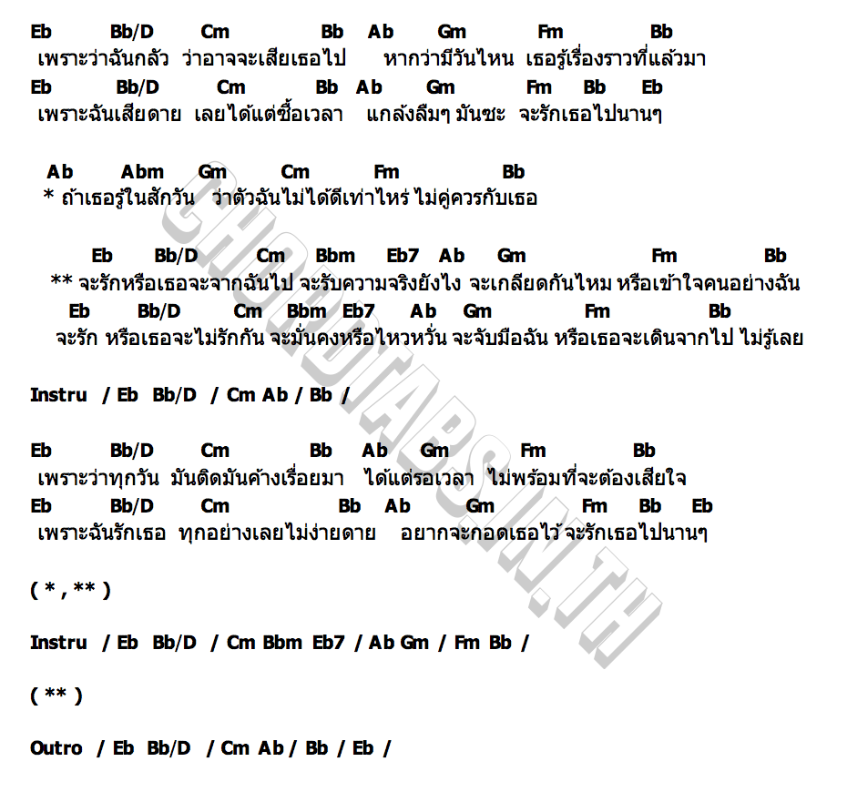 คอร์ด จะรักหรือจากฉันไป Zom Marie