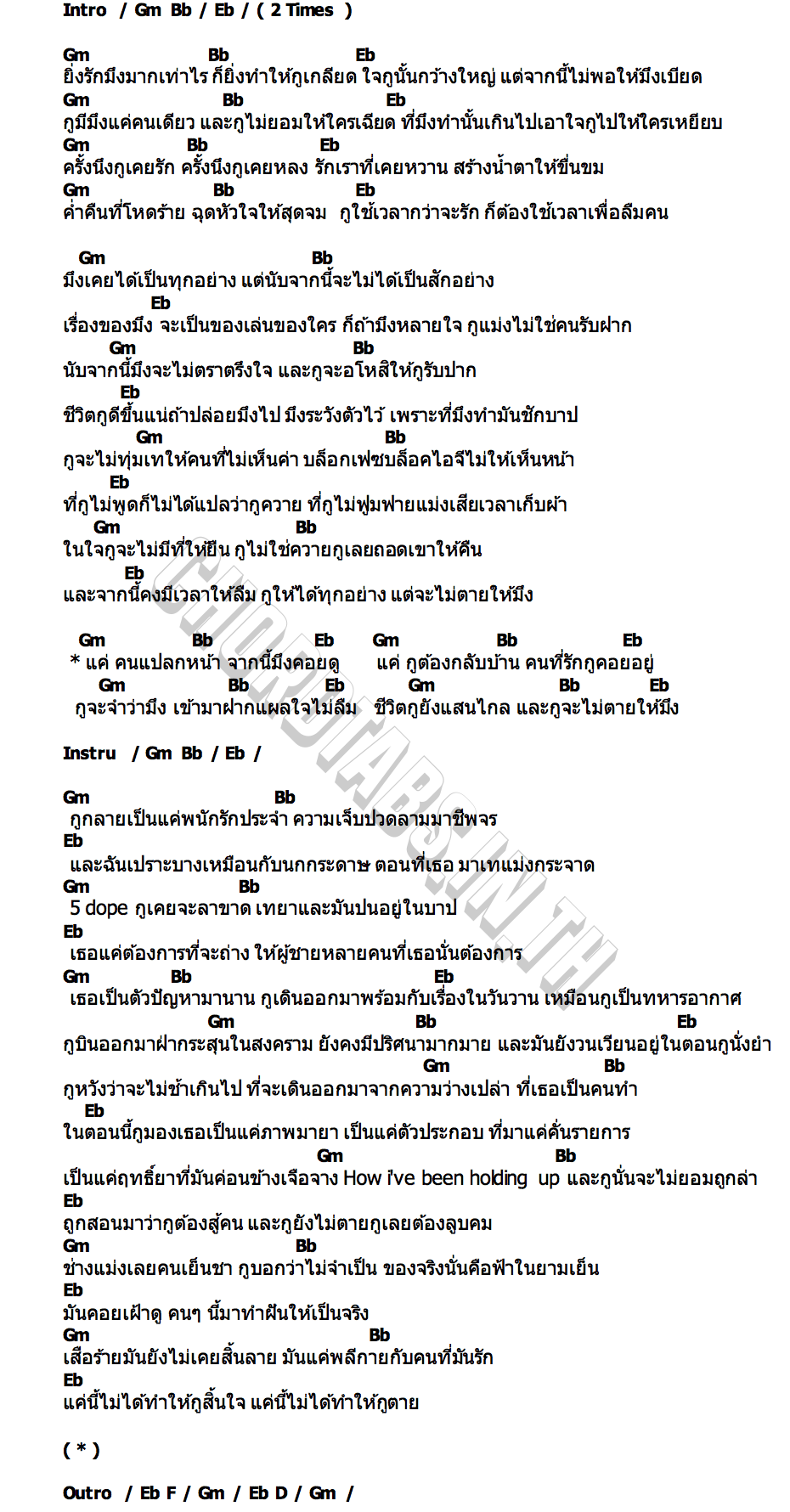 คอร์ด กูจะไม่ตายให้มึง RPT