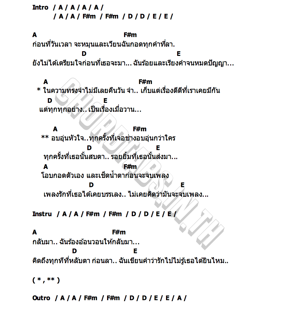 คอร์ด ทุกครั้งที่สบตา BITTERSWEET