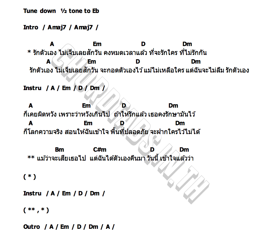 คอร์ด รักตัวเองไม่เจ็บเลยสักวัน (Healing) พัด Vorapat