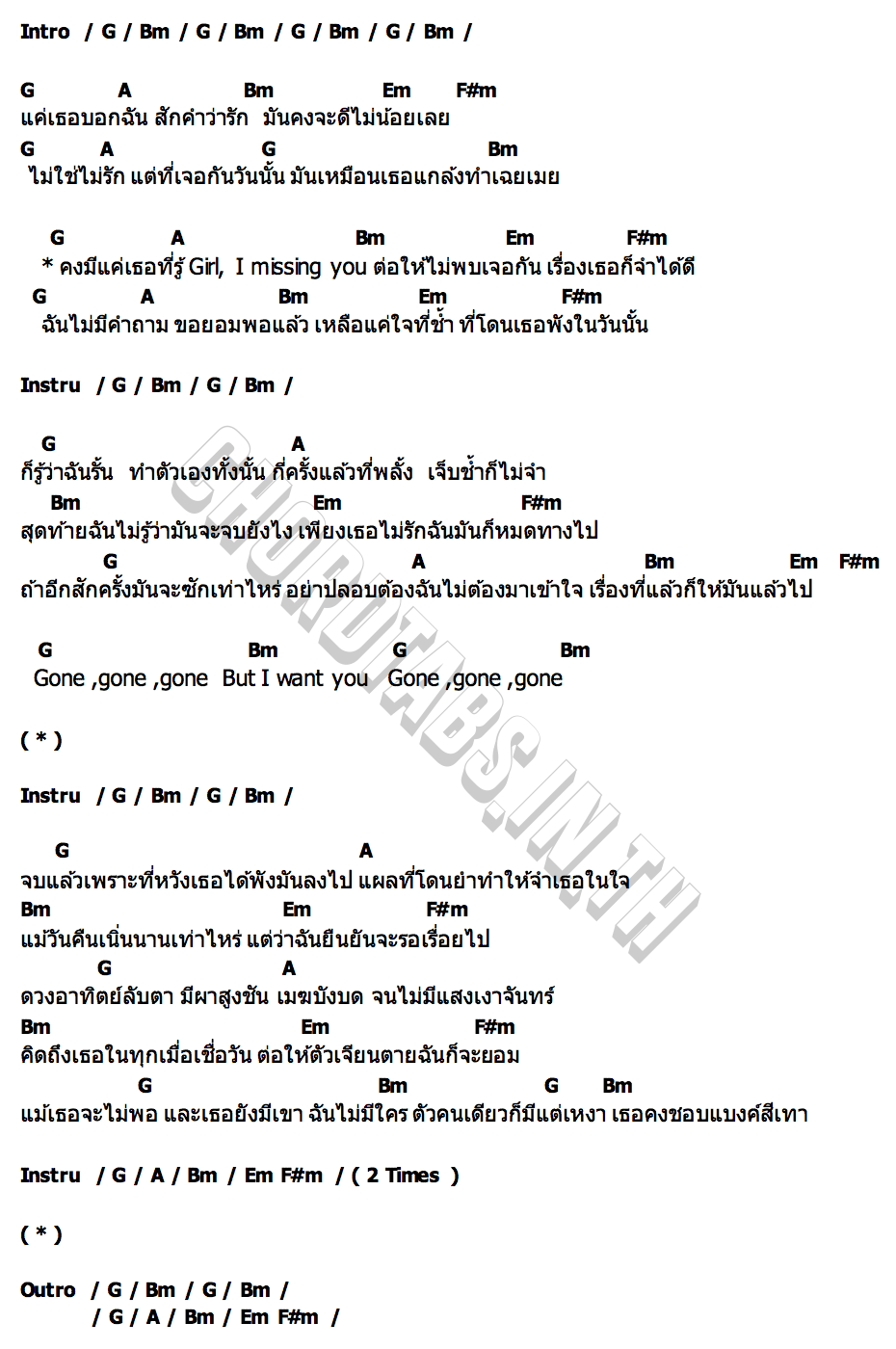 คอร์ด แค่เธอที่รู้ OG ANIC