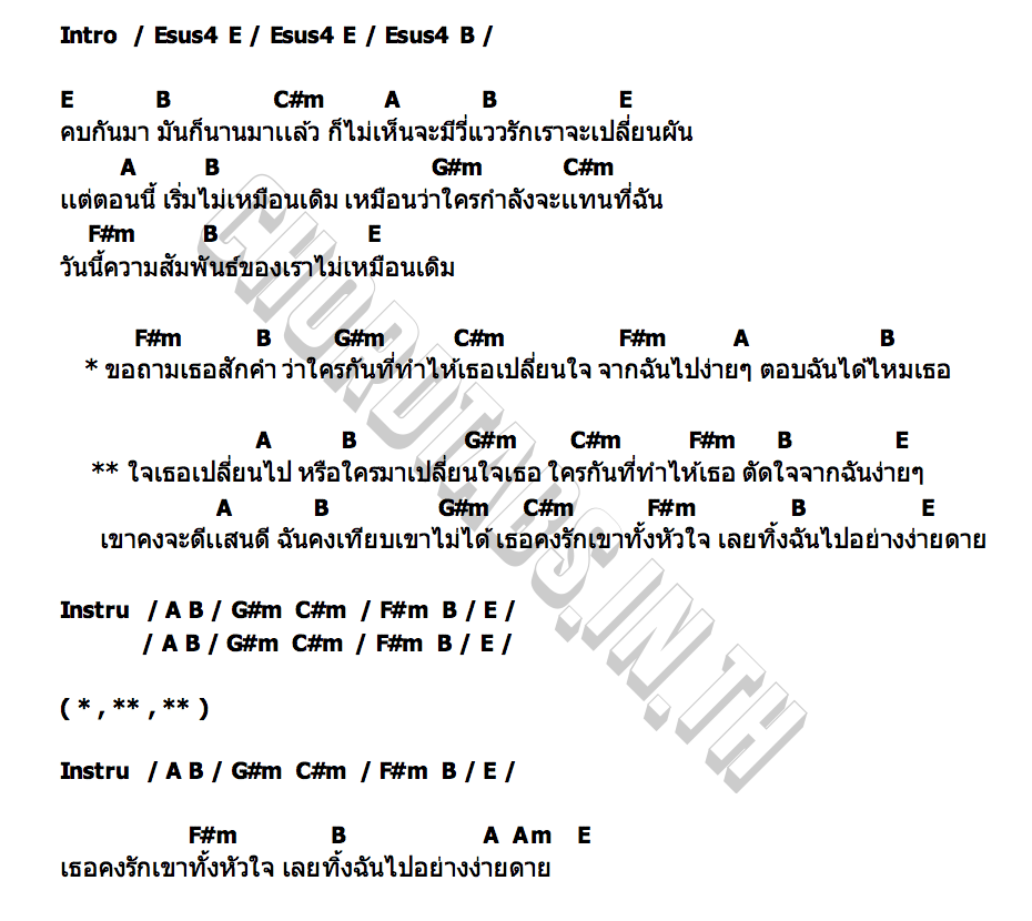 คอร์ด เปลี่ยนไปหรือเปลี่ยนใจ ป๊อกแป๊ก พันธ์ครุฑ