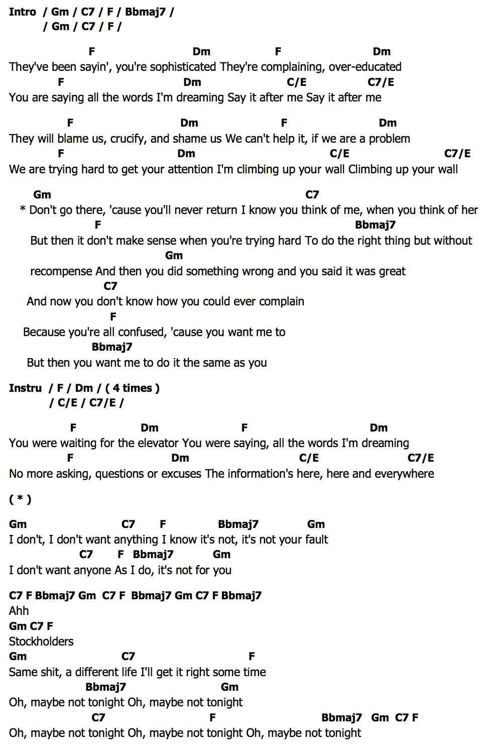 คอร์ด The Adults Are Talking The Strokes