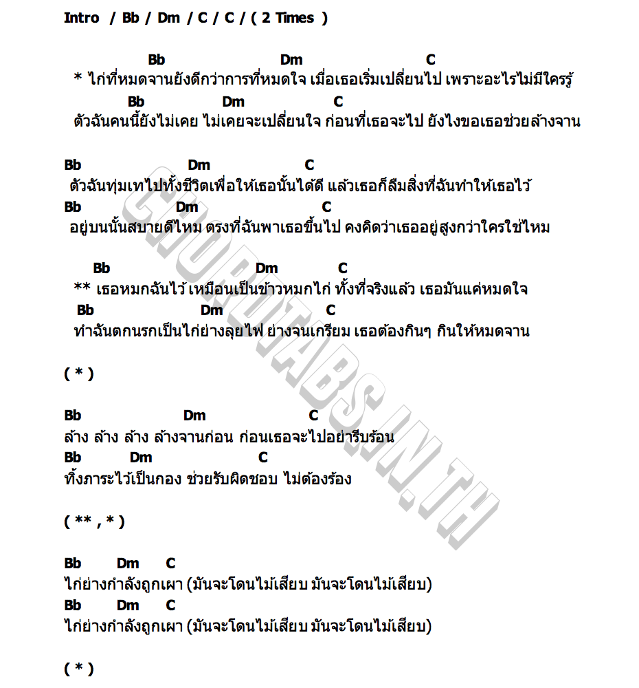 คอร์ด ไก่ที่หมดจาน ดีกว่าการที่หมดใจ WONDERFRAME