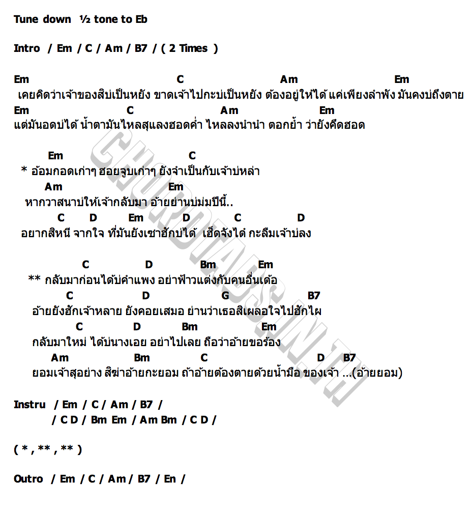 คอร์ด กลับมาก่อนได้บ่ โชค โชคมงคล ไหทองคำ