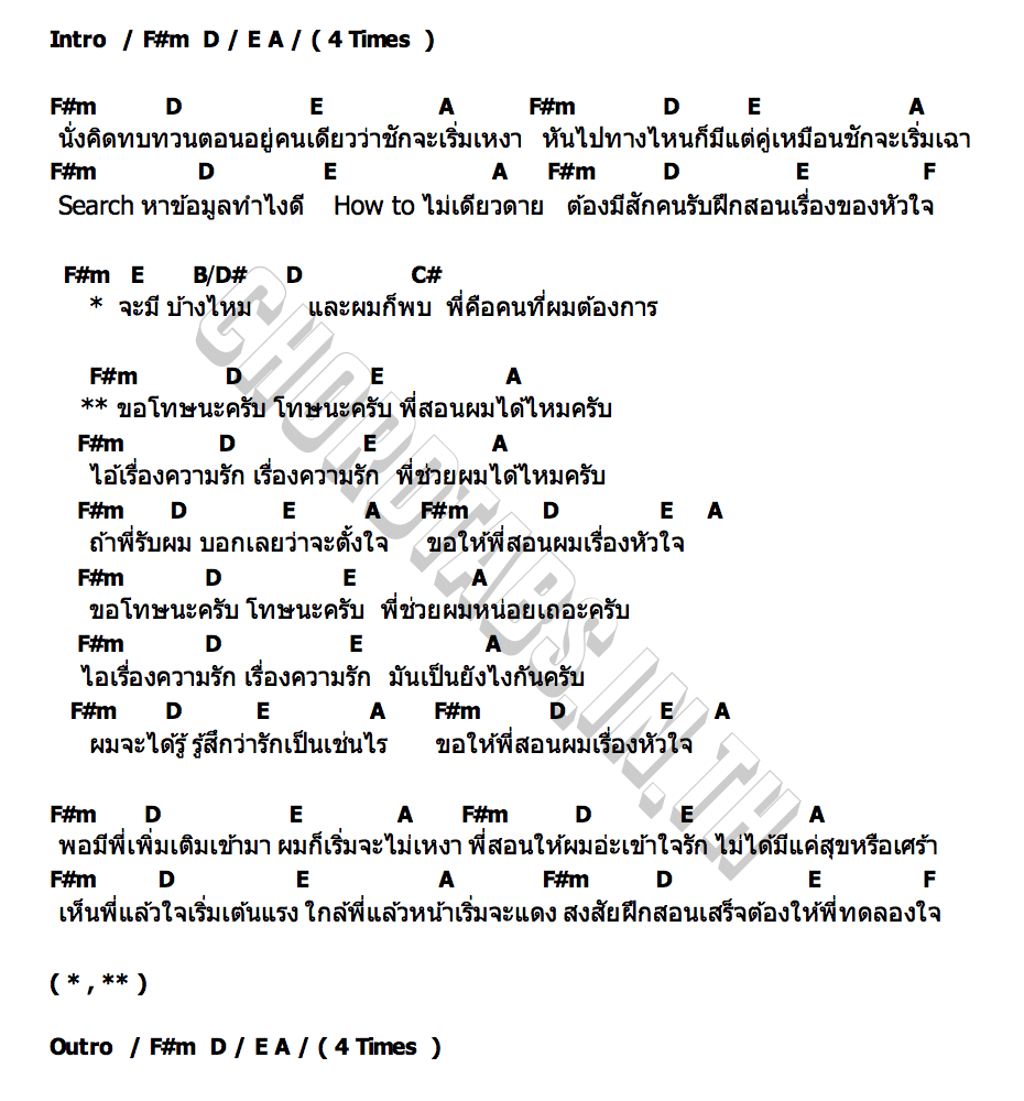 คอร์ด ฝึกรัก (LOVE TRAINING) Gun Atthaphan