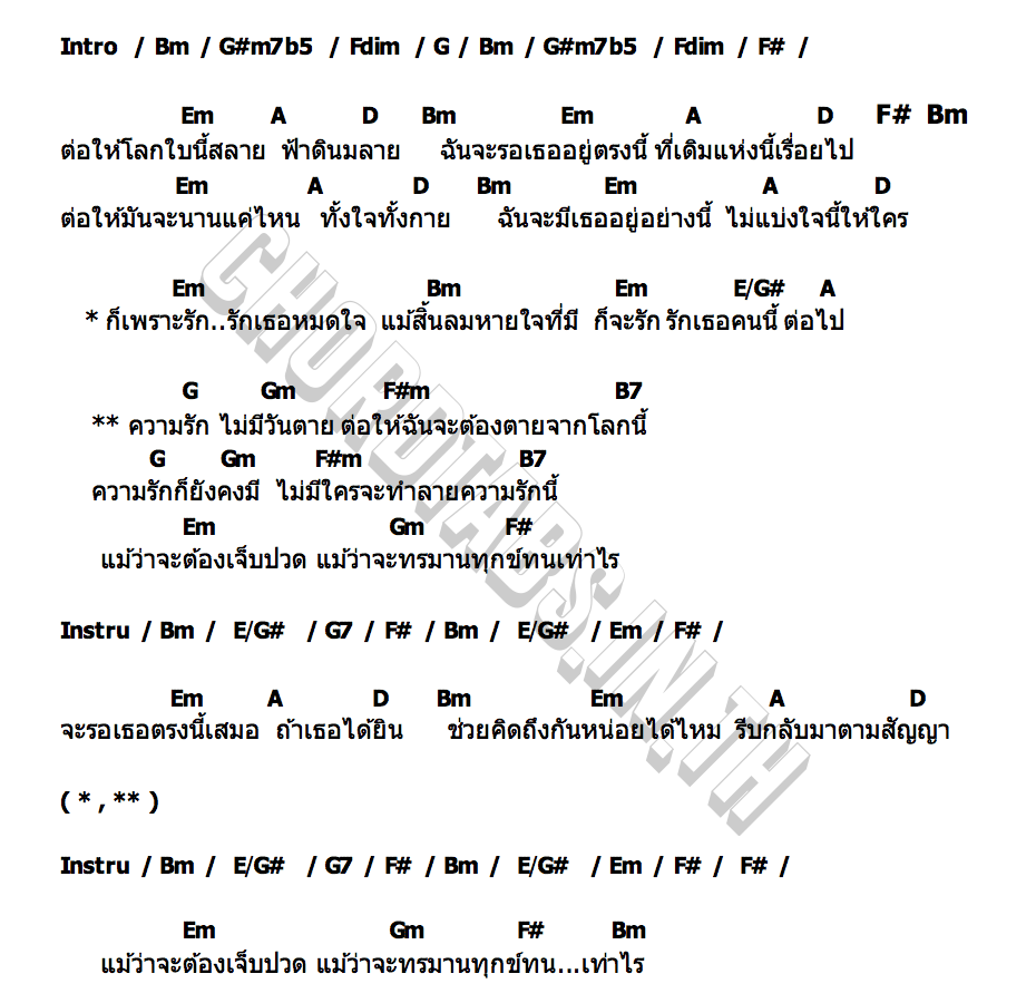 คอร์ด รักไม่มีวันตาย ปราง ปรางทิพย์