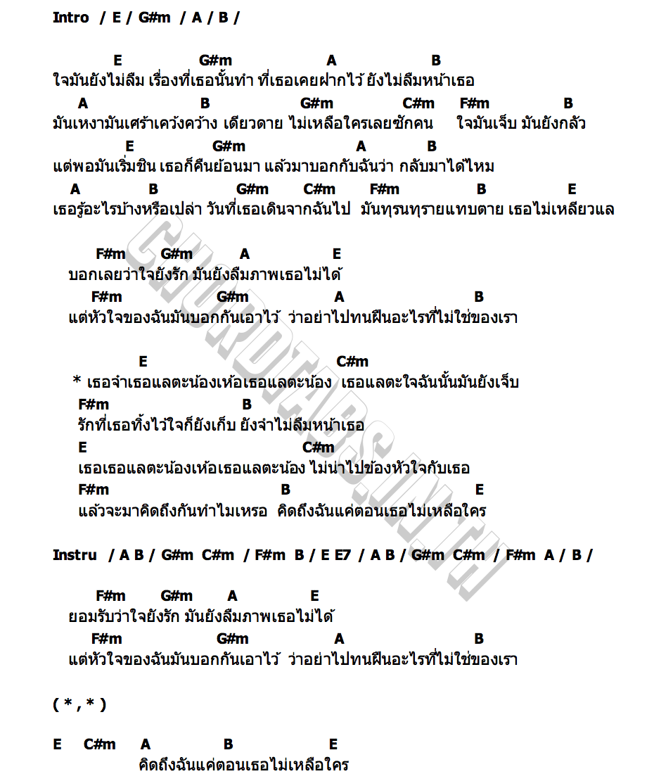 คอร์ด เธอแลตะน้อง เต่าน้อย กินรี