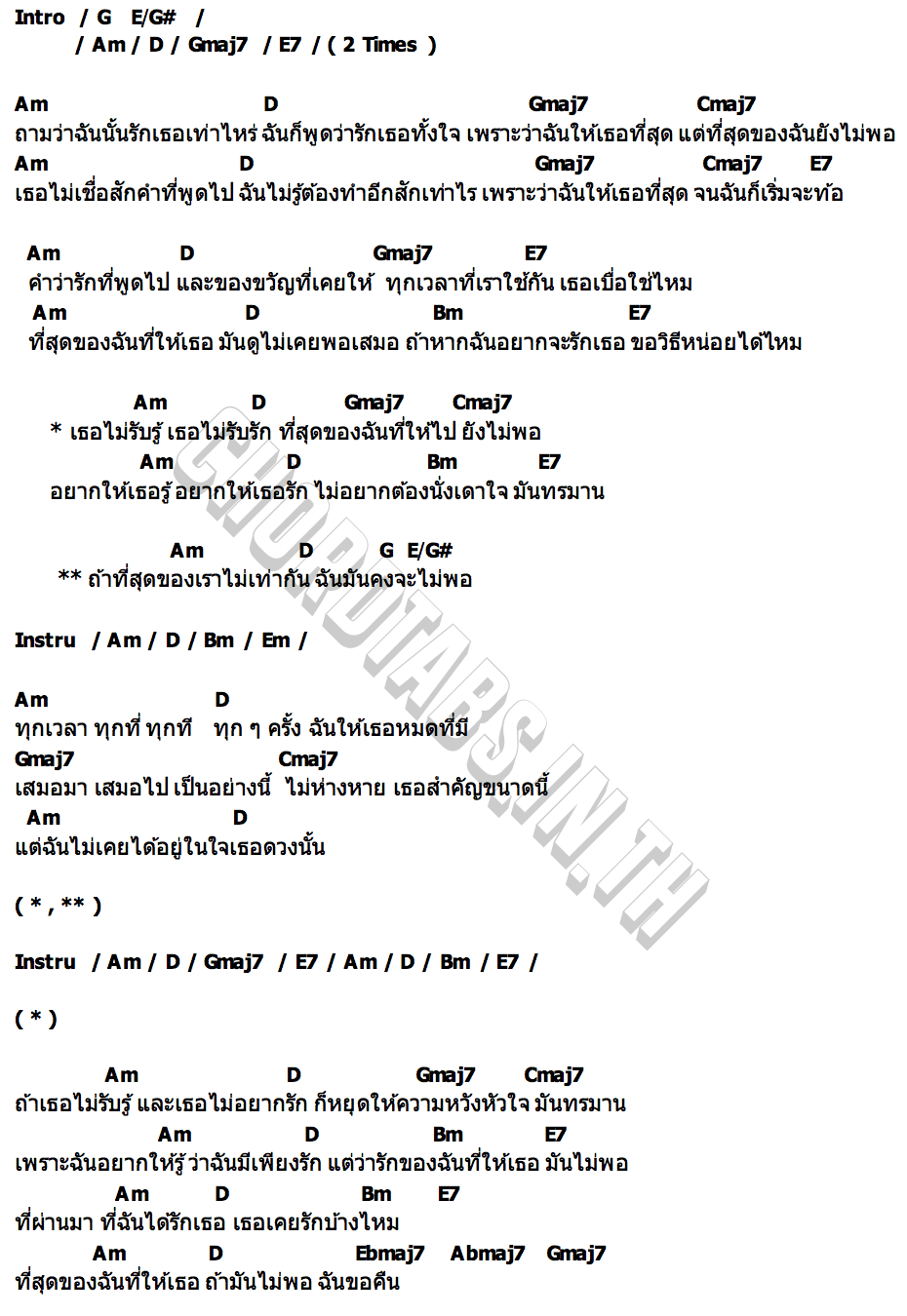 คอร์ด ที่สุดของเราไม่เท่ากัน OABNITHI