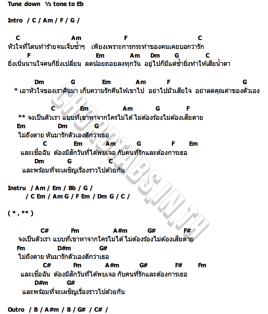 คอร์ด จงเป็นตัวเราแบบที่เขาหาจากใครไม่ได้ แต พาราฮัท