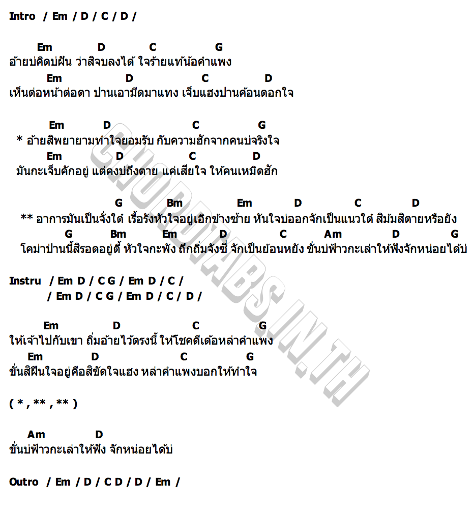 คอร์ด อาการหัวใจ ต้องมนต์ ฮักยิ้ม มิวสิค