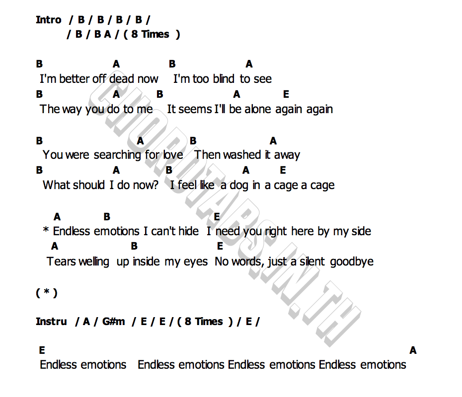 คอร์ด Endless Emotion Death Of Heather