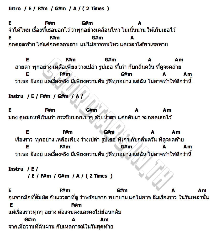คอร์ด จากเมื่อวาน TWINSHOUSE