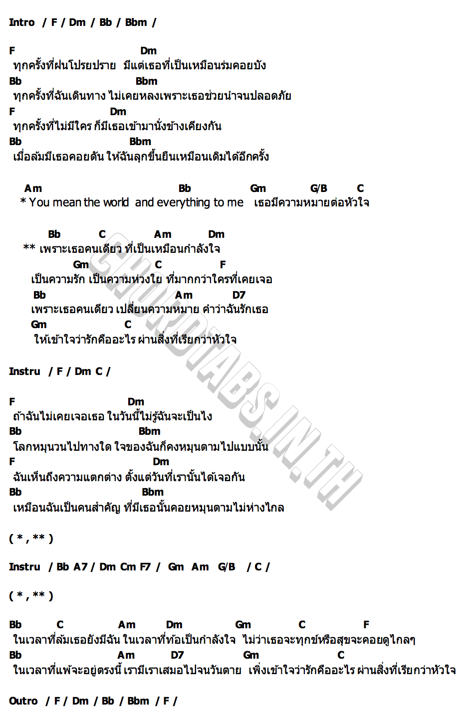 คอร์ด โลกของฉันคือเธอ โบว์ เมลดา