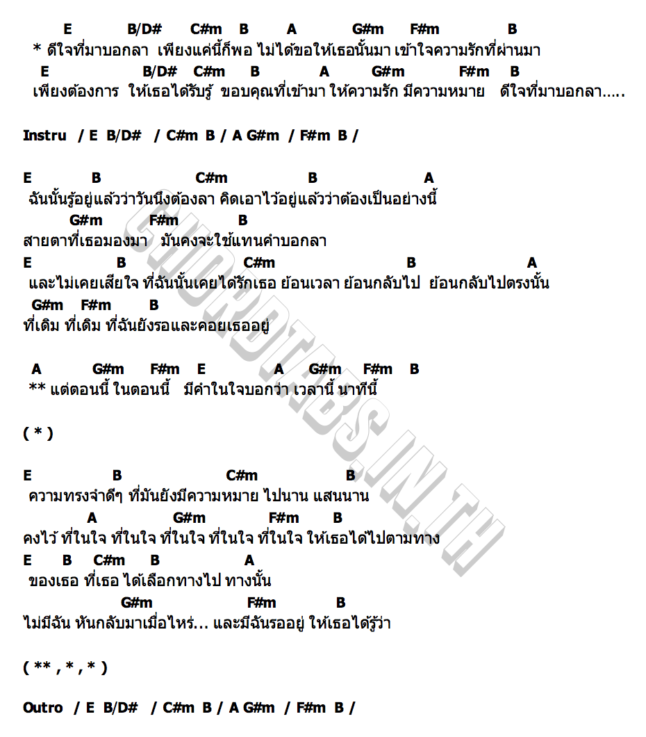 คอร์ด ดีใจที่มาบอกลา TheWatchara