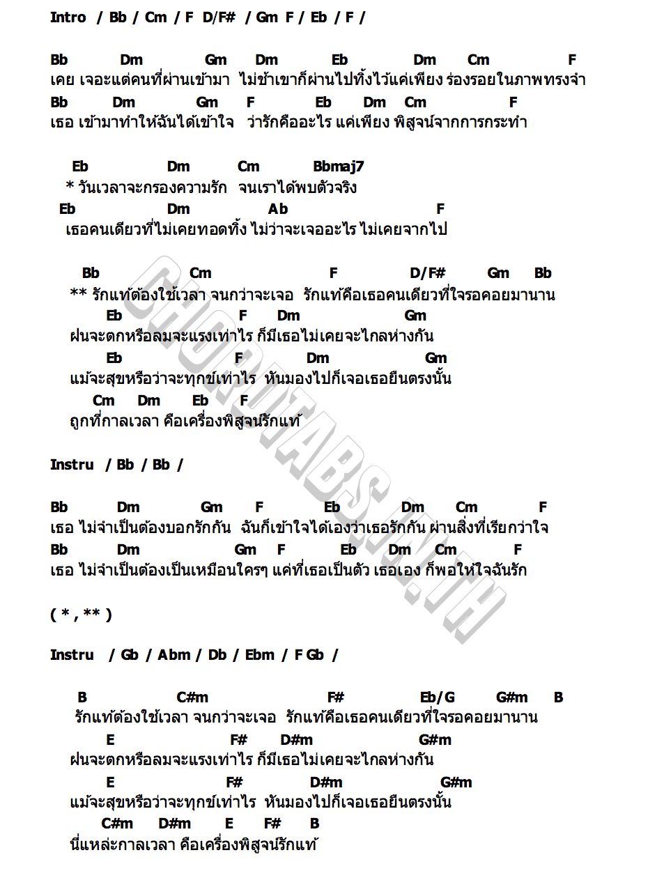 คอร์ด กาลเวลาพิสูจน์รักแท้ NuNew