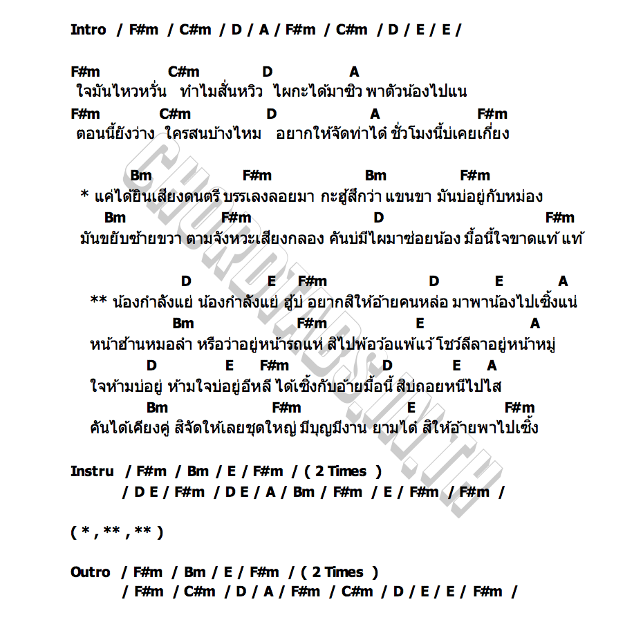 คอร์ด น้องอยากเซิ้ง แพรรี่ กฤษฎาพร