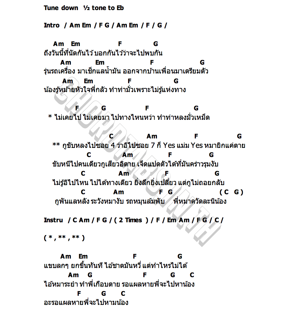 คอร์ด หมาควัดนิน้อง บ่าวยาว นาโยง