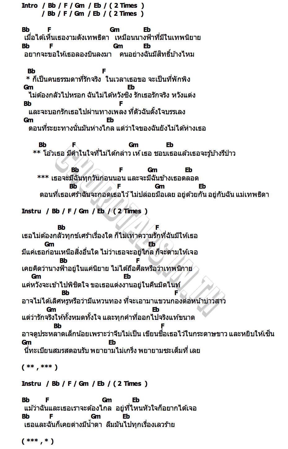 คอร์ด MY ANGEL [ เทพธิดา ] เฉาก๊วย จีสอง x ปอน นิพนธ์ x โต๋เหน่อ