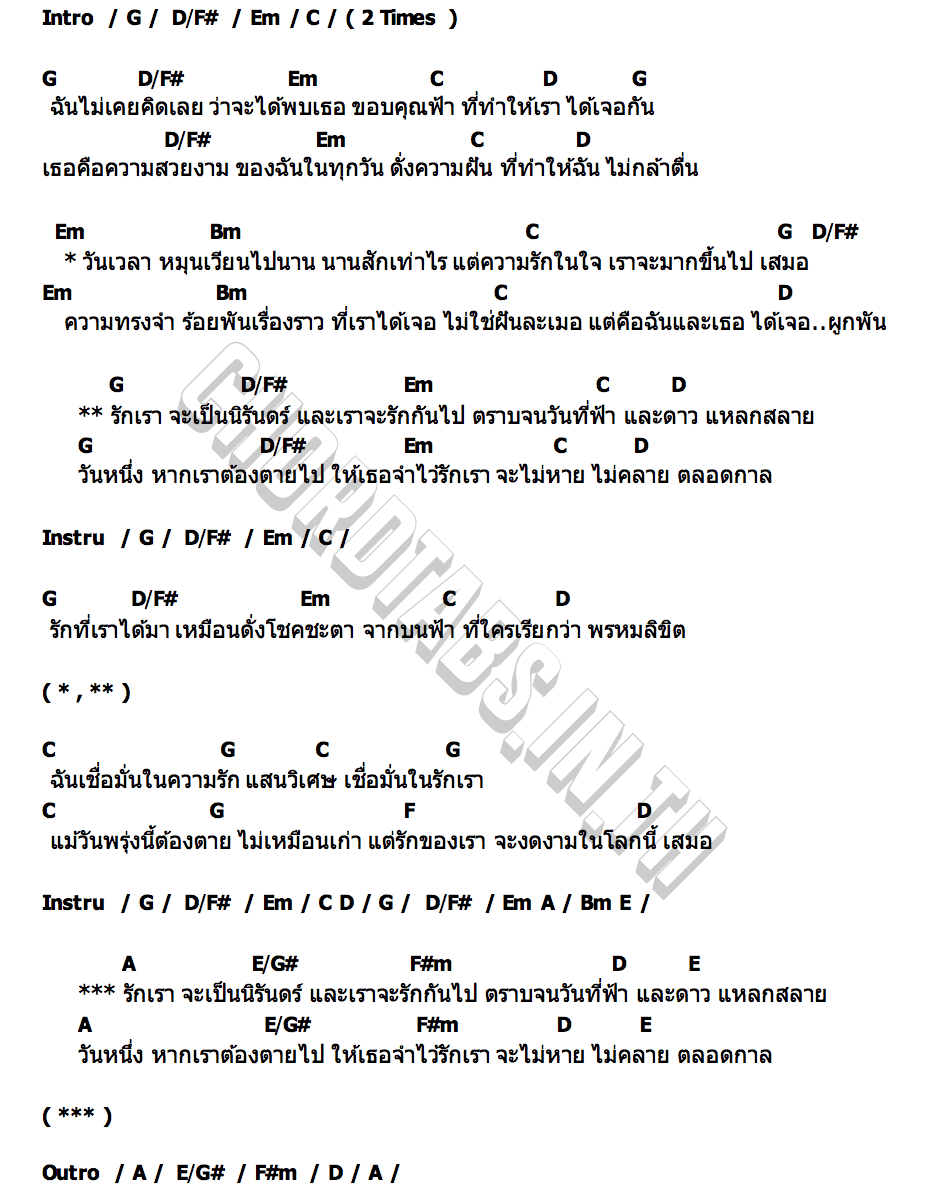 คอร์ด มอบรักชั่วนิรันดร์ เสมือนฝัน