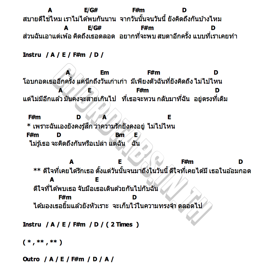 คอร์ด ดีใจที่ (เคย) มีเธอ ภัสกรณ์