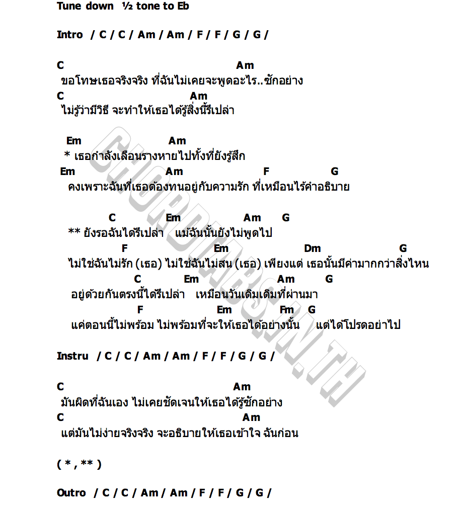 คอร์ด โปรดอย่า (Hold On) Jeng Phuchit