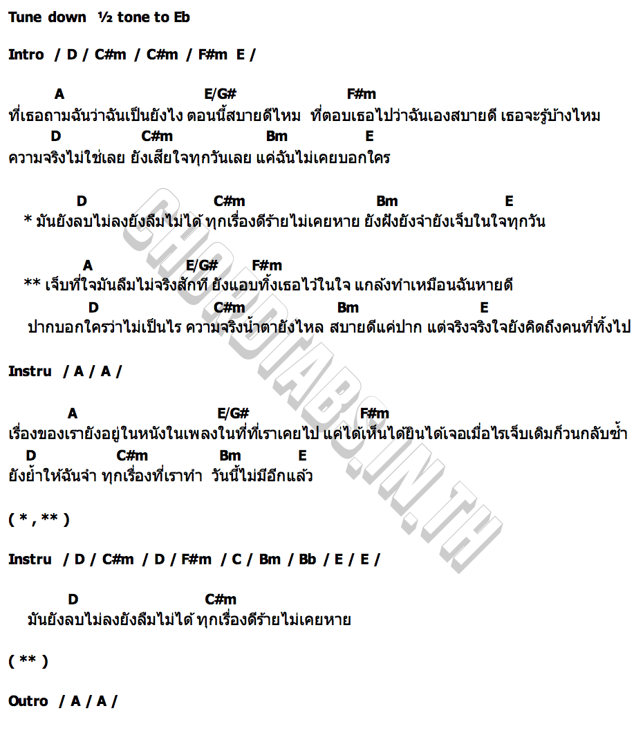 คอร์ด ลืมไม่จริง Yes Sir Days