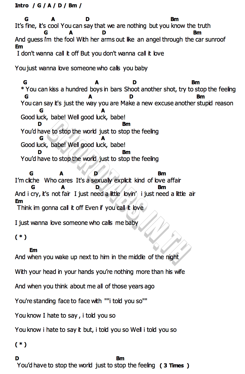 คอร์ด Good Luck  Babe Chappell Roan