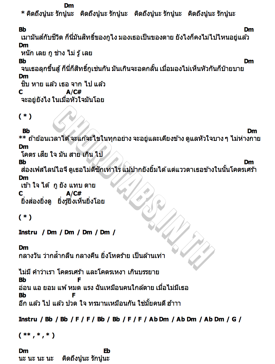 คอร์ด คิดถึงนู๋นะ รักนู๋นะ (Miss u Luv u) Dezember