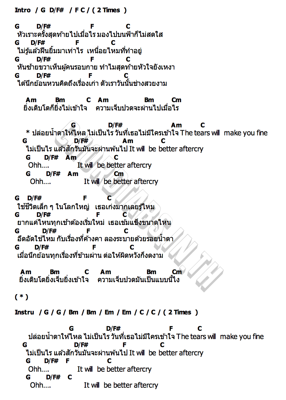 คอร์ด Aftercry PiXXiE